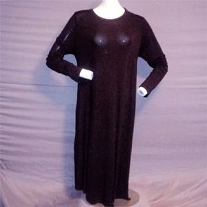 Black Knee Length Long Sleeve Tunic Dress